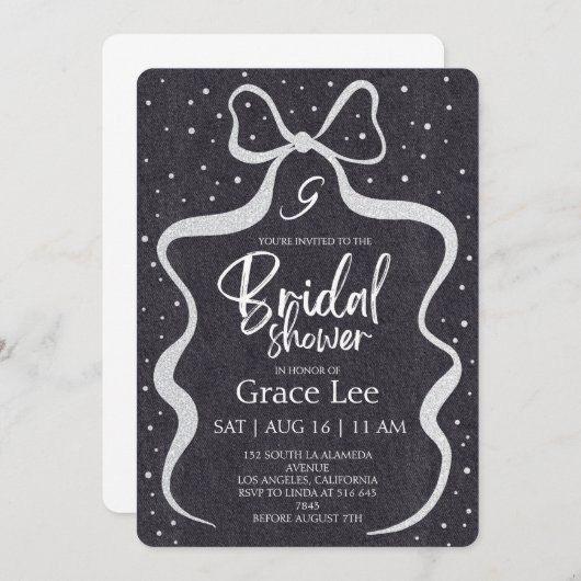Rustic Denim Bridal Shower Invitation Kaart (Voorkant / Achterkant)