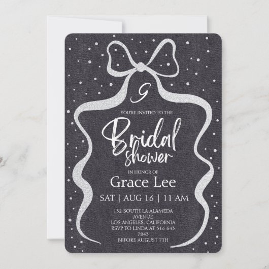 Rustic Denim Bridal Shower Invitation Kaart (Voorkant)