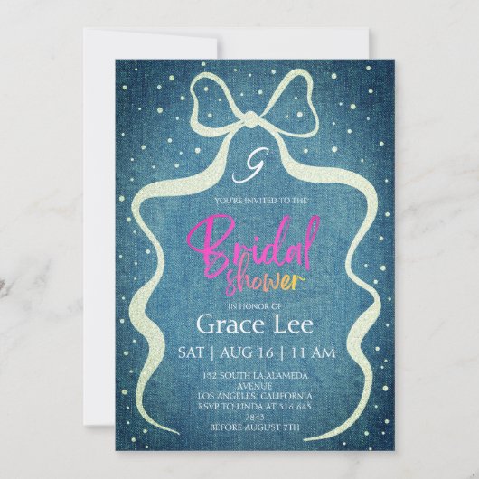 Rustic Denim Bridal Shower Invitation Kaart (Voorkant)