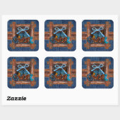 Rustic Denim Cowgirl Vierkante Sticker (Vel)