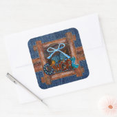 Rustic Denim Cowgirl Vierkante Sticker (Envelop)