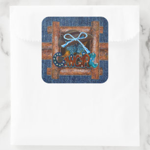 Rustic Denim Cowgirl Vierkante Sticker