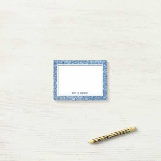 Rustic Denim Damask Jeans Texture Name Post-it® Notes (Op bureau)
