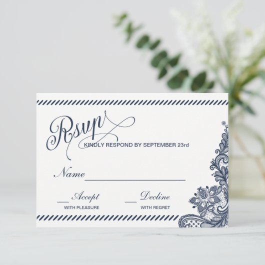 Rustic Denim en Lace RSVP (Staand voorkant)