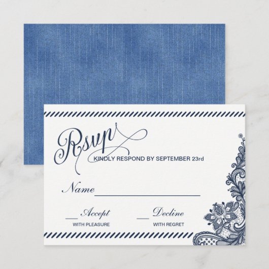 Rustic Denim en Lace RSVP (Voorkant / Achterkant)