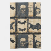 Rustic Denim Halloween Patchwork Pattern Theedoek (Verticaal)