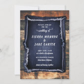 Rustic Denim Handwritten Country Cowboy Wedding Kaart (Voorkant)