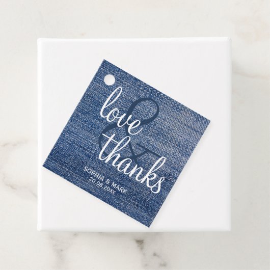 Rustic Denim houdt van bedankt blauw Land Weddensc Bedankjes Labels (In situ)