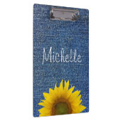 Rustic Denim Kijk Monogram Zonnebloem Klembord (Rechts)