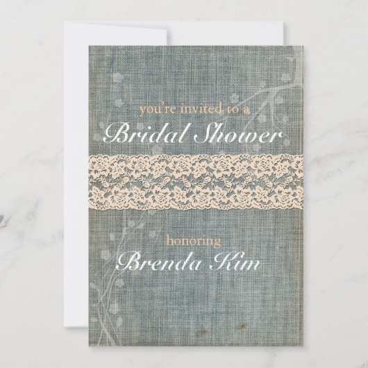 Rustic Denim Lace Bridal Shower Kaart (Voorkant)