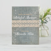 Rustic Denim Lace Bridal Shower Kaart (Staand voorkant)