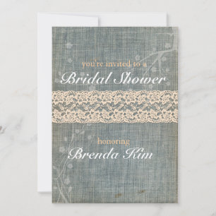Rustic Denim Lace Bridal Shower Kaart