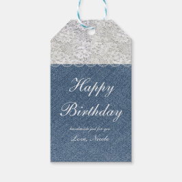 Rustic Denim & Lace Kerstcadeau-etiket Cadeaulabel