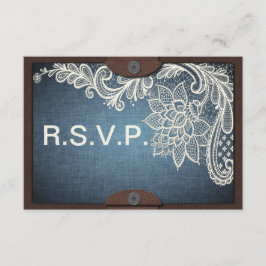 Rustic Denim, Lace & Leather Wedding RSVP-kaart RSVP Kaartje