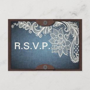 Rustic Denim, Lace & Leather Wedding RSVP-kaart RSVP Kaartje