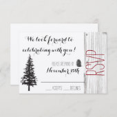 Rustic denne bruiloft RSVP (Voorkant / Achterkant)