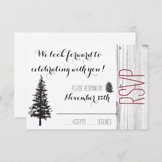 Rustic denne bruiloft RSVP (Voorkant / Achterkant)