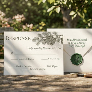 Rustic denne tak trouw RSVP antwoord Briefkaart