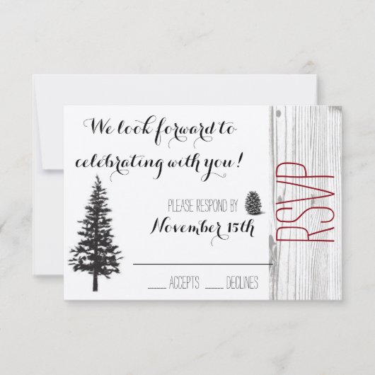 Rustic denne trouw-RSVP RSVP Kaartje (Voorkant)