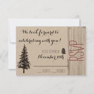 Rustic denne trouw-RSVP RSVP Kaartje