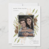 Rustic Denneappel Groene Foto Save the Date (Voorkant)