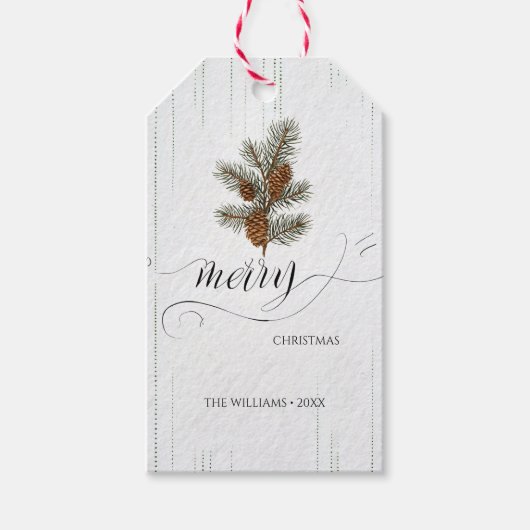Rustic Denneappel Prettig Kerst Etiket Cadeaulabel (Voorkant)