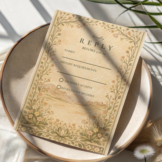 Rustic Desert Botanical Celebration RSVP Kaartje