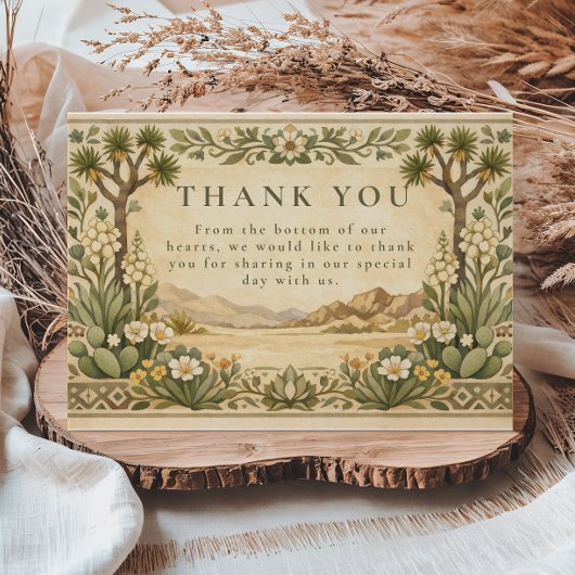 Rustic Desert Botanical Wedding Bedankkaart