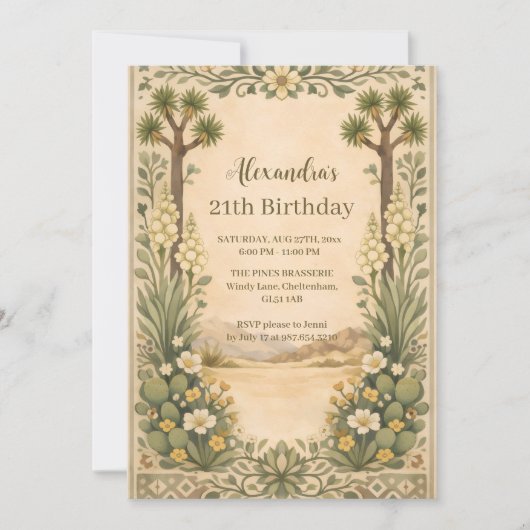 Rustic Desert Botanicals Birthday Kaart (Voorkant)