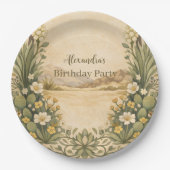 Rustic Desert Botanicals Birthday Papieren Bordje (Voorkant)