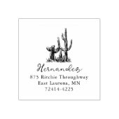Rustic Desert Cacti Script Return Address Rubberstempel (Afrduk)
