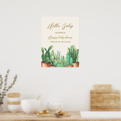 Rustic Desert Cactus Garden Baby shower Welkom Poster (Keuken)