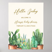 Rustic Desert Cactus Garden Baby shower Welkom Poster (Voorkant)