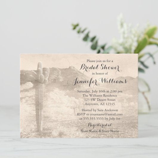 Rustic Desert Cactus Tan Vrijgezellenfeest Kaart (Staand voorkant)
