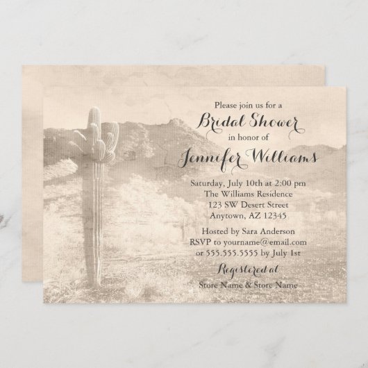 Rustic Desert Cactus Tan Vrijgezellenfeest Kaart (Voorkant / Achterkant)