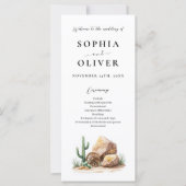 Rustic Desert Cactus Waterverf huwelijksprogramma (Voorkant)