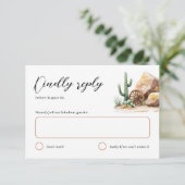 Rustic Desert Cactus Westerne bruiloft RSVP Kaartje (Staand voorkant)