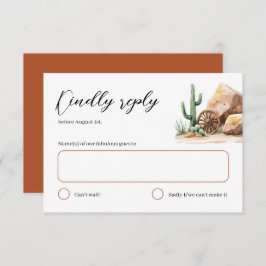 Rustic Desert Cactus Westerne bruiloft RSVP Kaartje