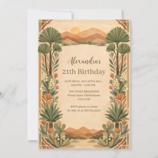 Rustic Desert Florals Birthday Kaart (Voorkant)