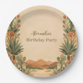 Rustic Desert Florals Birthday Papieren Bordje (Voorkant)