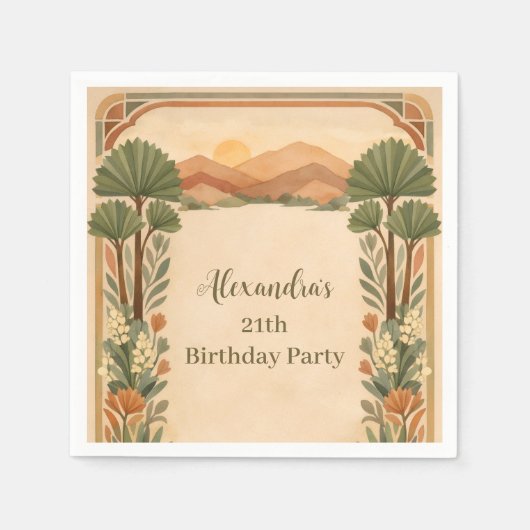 Rustic Desert Florals Birthday Servet (Voorkant)