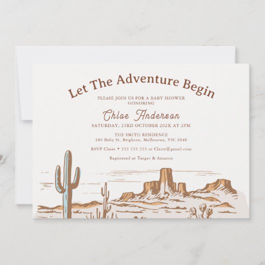 Rustic Desert laat het avontuur beginnen met Baby  Kaart (Voorkant)
