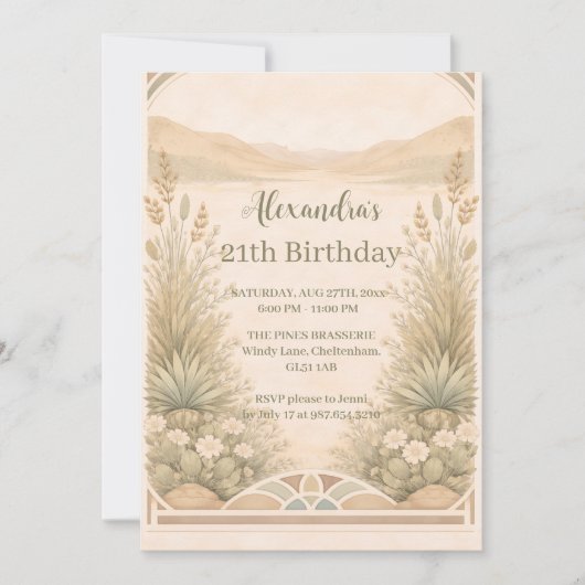 Rustic Desert Meadow Birthday Kaart (Voorkant)