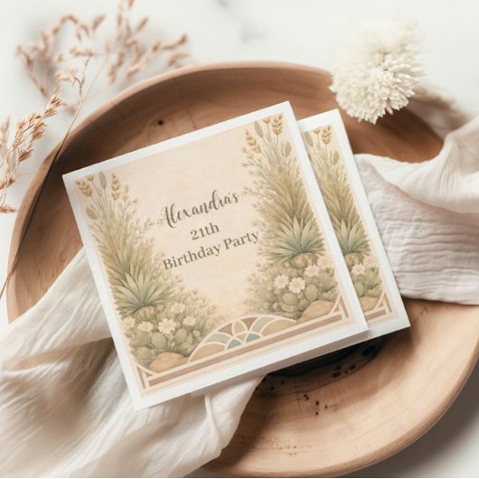 Rustic Desert Meadow Birthday Servet