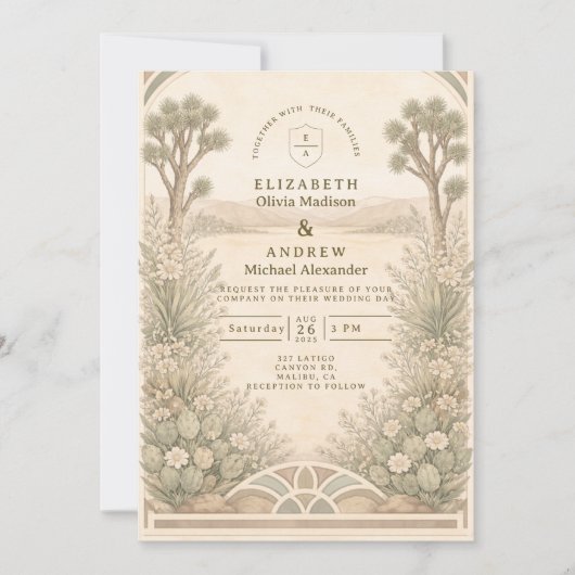 Rustic Desert Meadow Wedding Kaart (Voorkant)