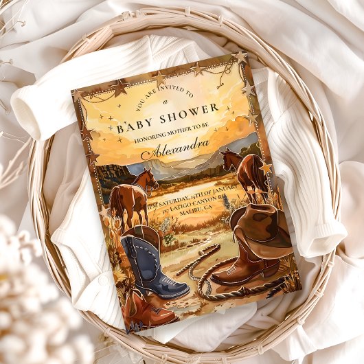 Rustic Desert Rodeo Baby Shower Kaart