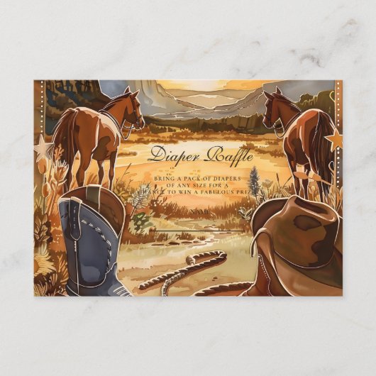 Rustic Desert Rodeo Diapper Raffle Informatiekaartje (Voorkant)