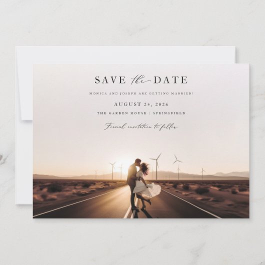 Rustic Desert Romance Fotobruiloft Bewaar de datum Kaart (Voorkant)