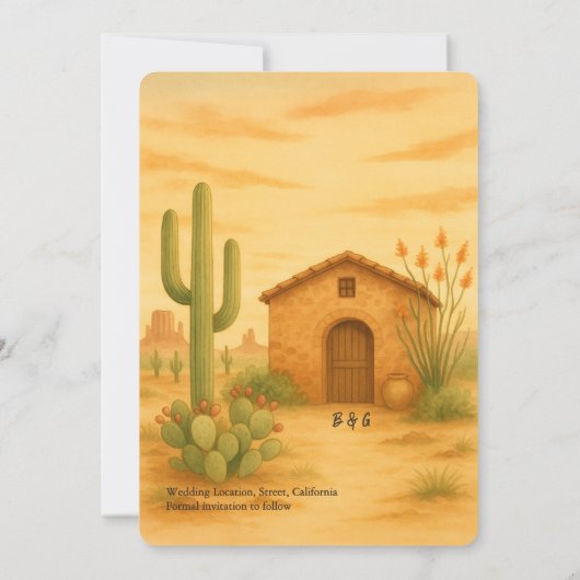 Rustic Desert Southwest Boho Wedding Save the Date Kaart (Achterkant)