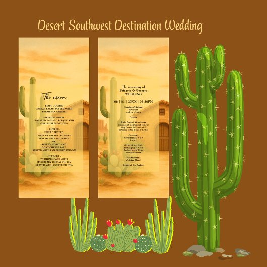 Rustic Desert Southwest Terracotta bruiloft Programmakaart